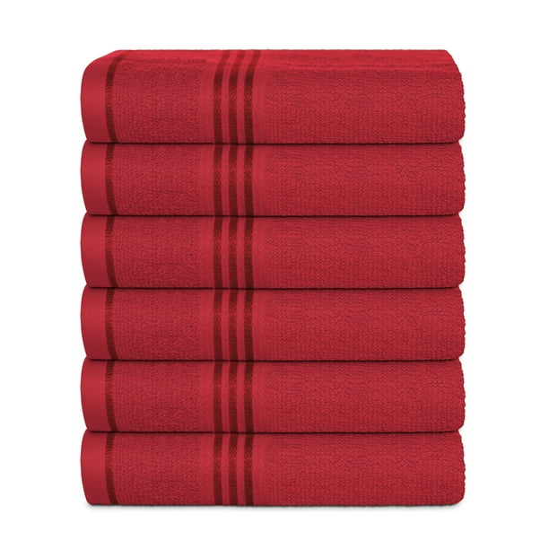 Hurbane Home 6 Piece Red Hand Towel Set, Super Soft 600 GSM