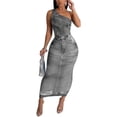 thumbnail image 2 of cu4eve Vestidos de un hombro para mujer casual verano Demin impreso sin mangas más tamaño bodycon maxi vestido fiesta clubwear, 2 of 5