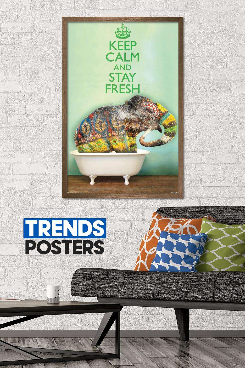 Keep Calm And Stay Fresh Wall Poster, 22.375" x 34", Framed
