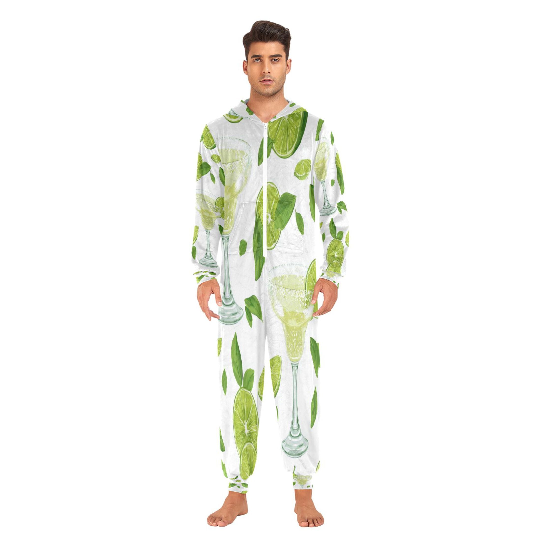 1-Pack Onesie Jumpsuits For Men&Women Winter One Piece Zipper Pajamas Playsuit Margarita Glasses and Lime