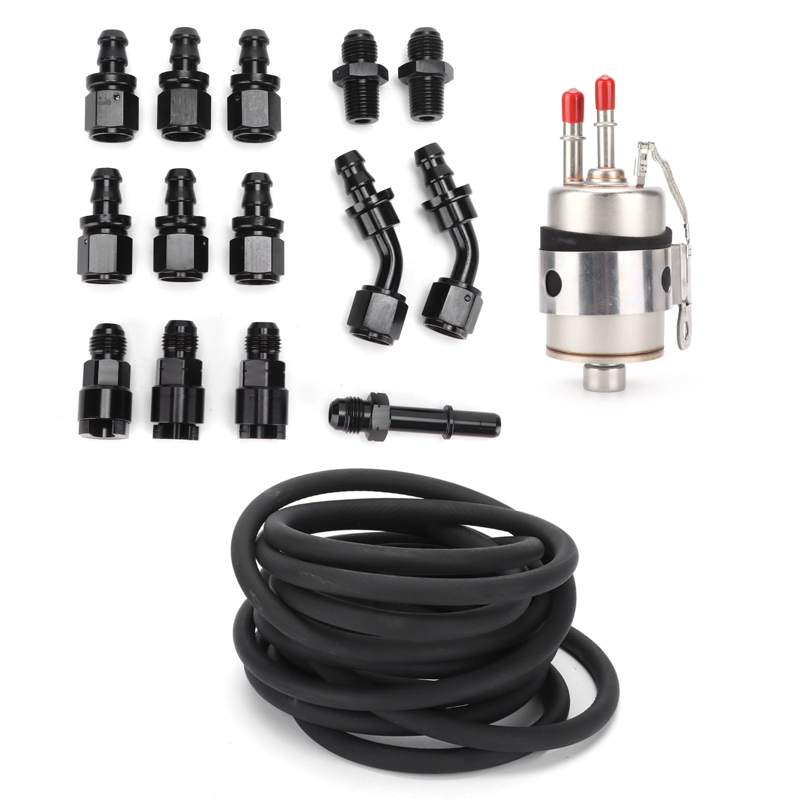 Tebru Fuel Feed Line,Fuel Injection Line Fitting Adapter Kit 3/8 Male Inlet Car Modification