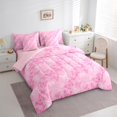 thumbnail image 3 of Manfei Pink Butterfly Bedding Comforter Set 7 Pieces for Teen, Garden Floral Full Bedding Set, Modern Fashion Reversible Fitted Sheet Flat Sheet, Lightweight Room Decor, 3 of 7
