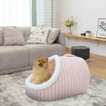 thumbnail image 2 of 23.6" Medium Dog Bed, for Medium Dogs Up to 30lbs - Washable Burrow Puppy Beds - Covered Dog Cave Bed with Anti-Slip Bottom - Charcoal Gray (Pink), 2 of 6