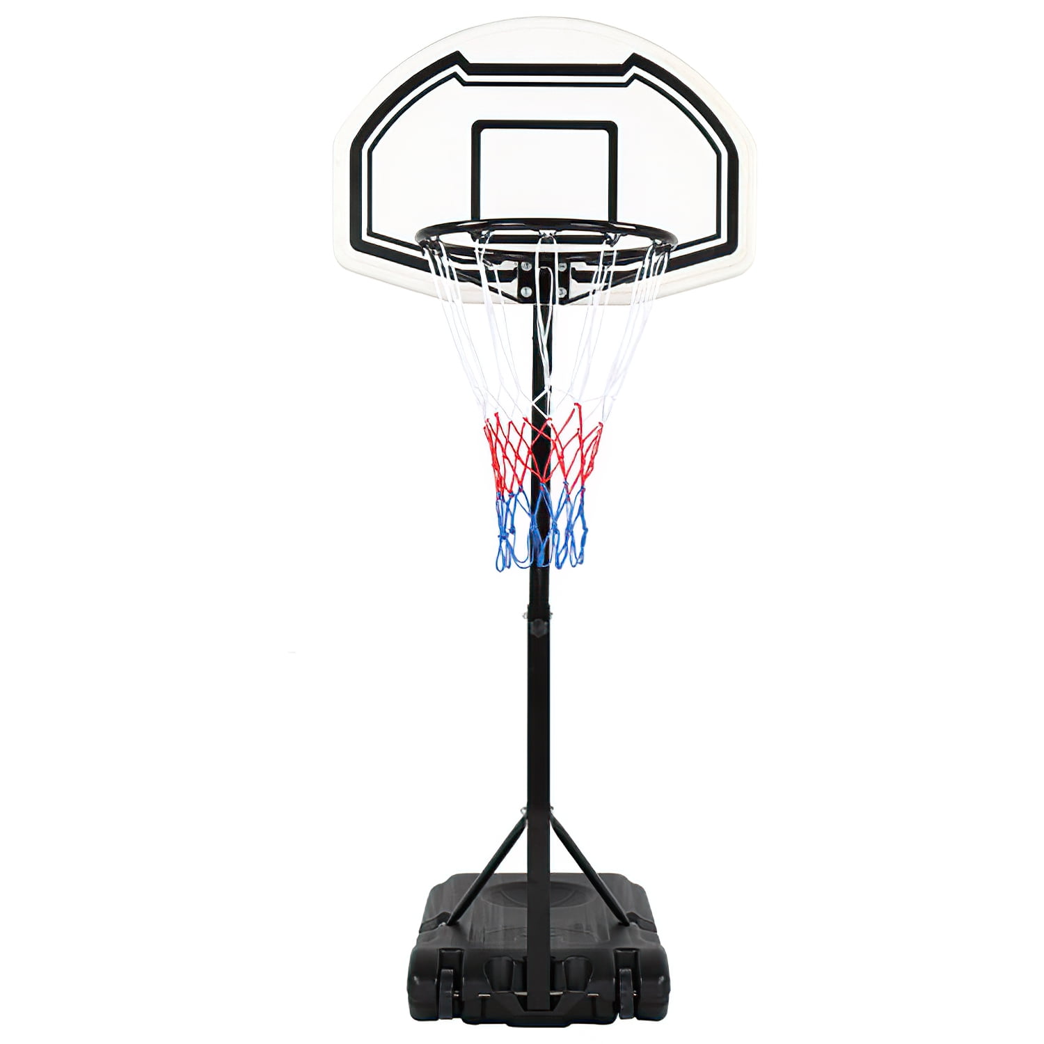 Kadyn 28" x 19" Backboard Adjustable Pool Basketball Hoop, Removable Youth Basketball Stand W/Wheels, White & Black Kadyn 28" x 19" Backboard Adjustable Pool Basketball Hoop, Removable Youth Basketball Stand W/Wheels, White & Black
