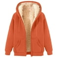 thumbnail image 5 of felwors Women's Fleece Lined Full-Zip Hooded Jacket with Pockets - Warm Casual Outwear for Daily Wear Orange, XL, 5 of 5