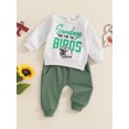 thumbnail image 5 of Baby Toddler Boy 2 Piece Fall Outfit, 0 6 12 18 24 Months 2T 3T Letter Rugby Print Long Sleeve Sweatshirt Elastic Waist Pants with Pockets Clothing Set, 5 of 9