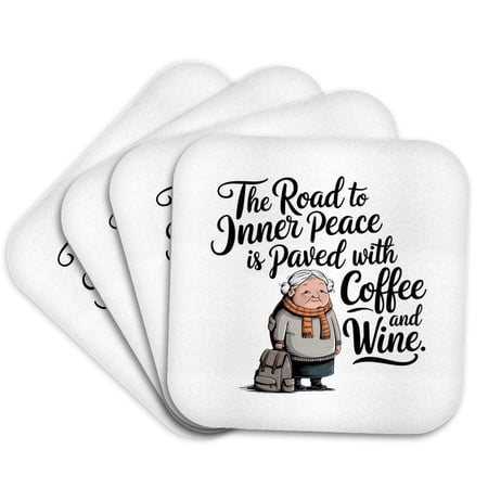 3drose Funny Design the Road to Inner Peace Is Paved. Mothers Day Gift Card Set of 4 Coasters - Cork