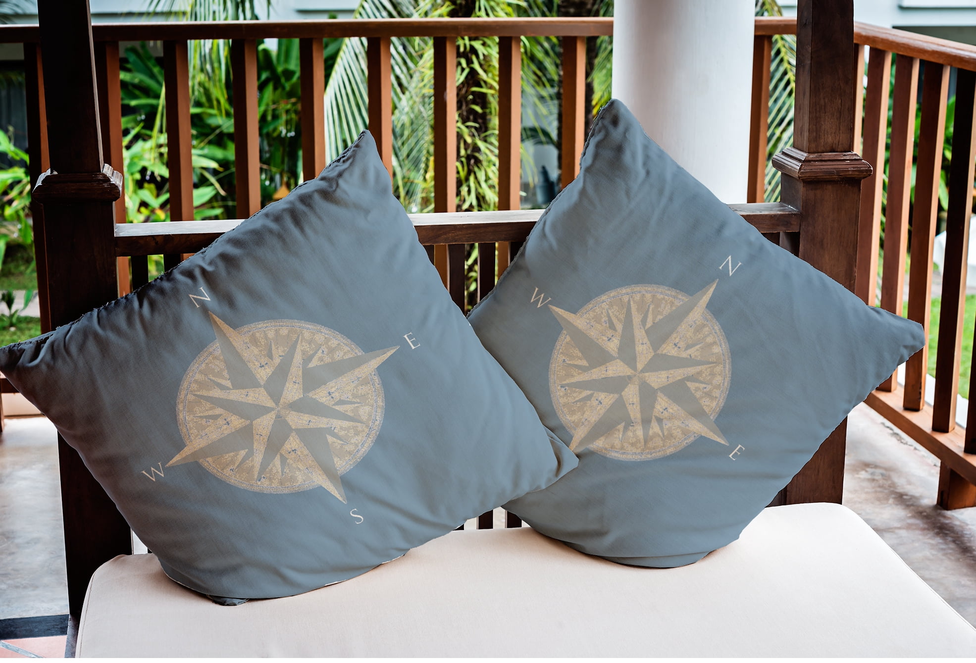 Simply Daisy 20" x 20" Compass Nautical Indoor/Outdoor Throw Pillow