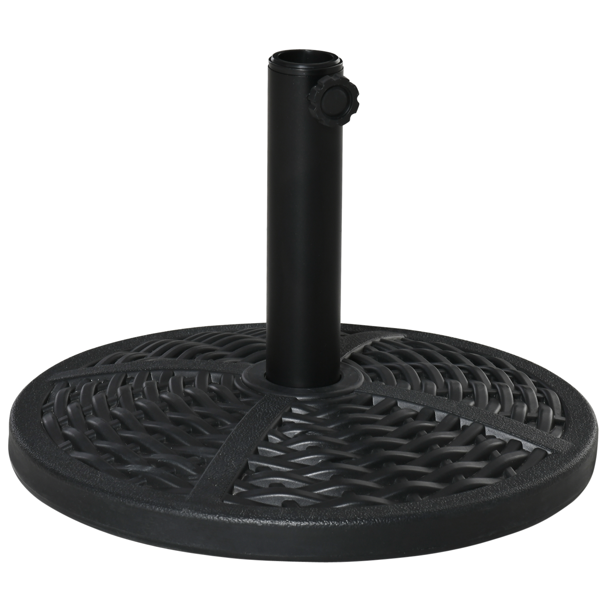 Outsunny 30 lbs. Market Umbrella Base Holder 18" Heavy Duty Round Parasol Stand with Rattan Design for Patio, Black