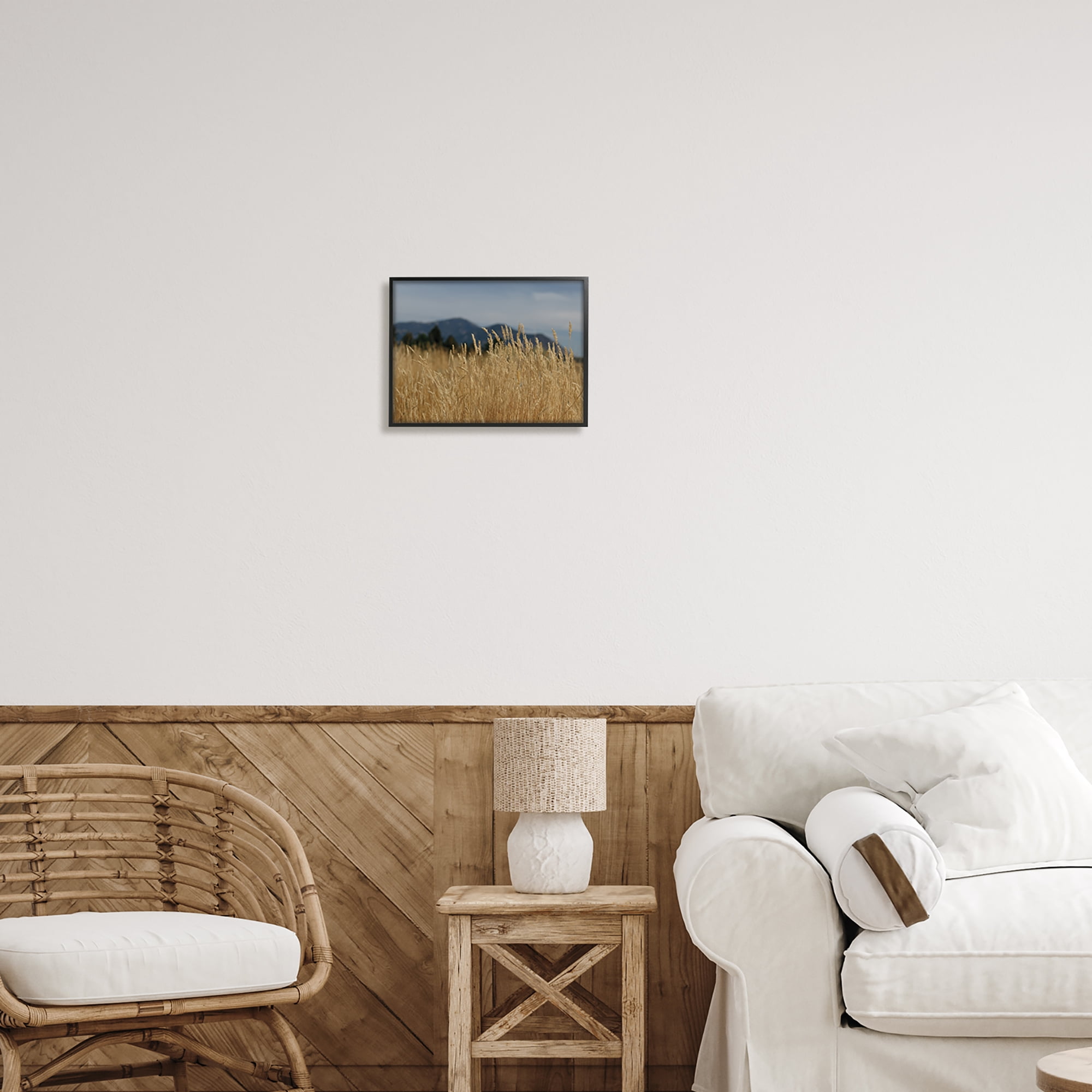 Stupell Industries Wheat Field Landscape Nature Photography Black Framed Art Print Wall Art, 14 x 11
