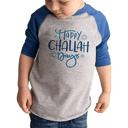 

7 ate 9 Apparel Kids Happy Hanukkah Shirts - Happy Challah Days - Blue Shirt 12 Months