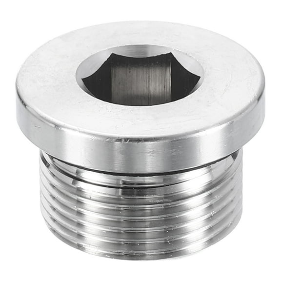 Uxcell 304 Stainless Steel Pipe Plug Fitting M24x1.5 Metric Male Thread Inner Hex Head Cap Hexagonal Head Bung Plugs Fittings with Seal Ring for Air Water Oil Gas Tube
