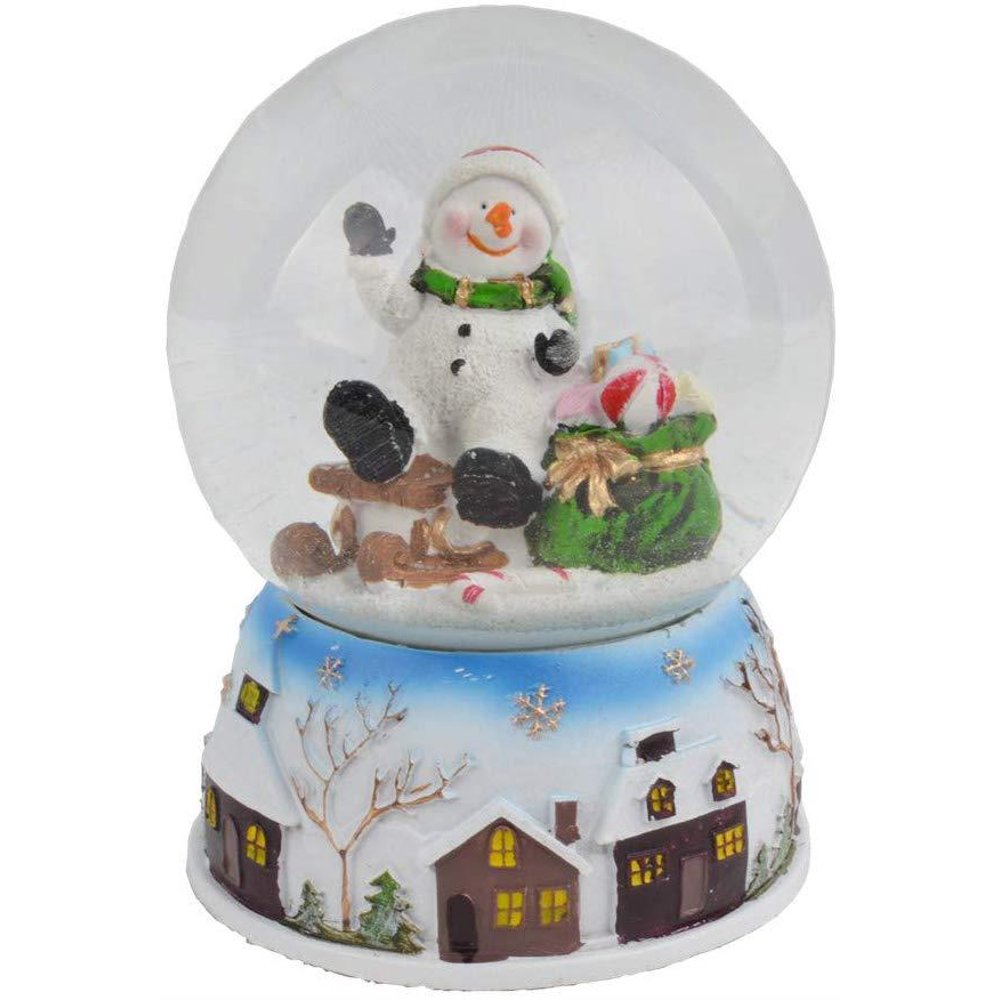 Elegantoss Musical Christmas Snowman Snow Globe with Falling Snowflakes