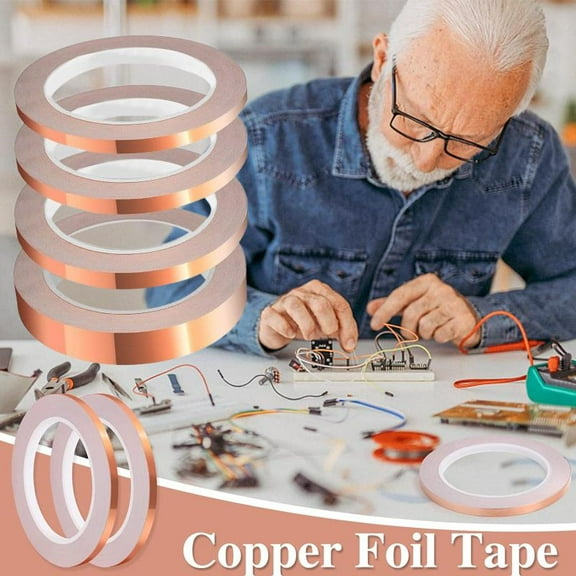 4 Rolls Copper Foil Tape Slug Snail Repellent Tape,20 Meter Single-sided Conductive Self Adhesive Copper Barrier Tape For Emi Shielding,stained Glass,guitar,plants Protection,,springtok
