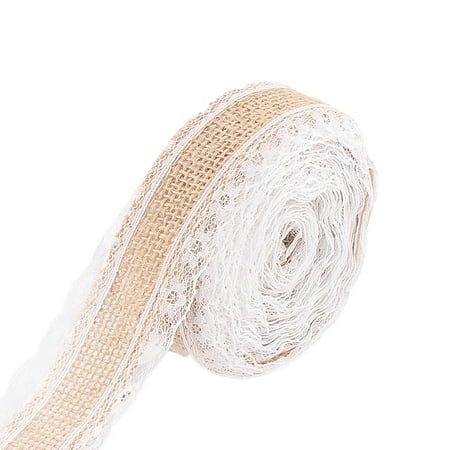 - Wedding Lace Edge Decor Craft Burlap Ribbon Roll Strap 5.5 Yards 4cm Width