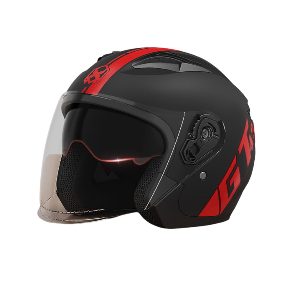 Motorcycle 3/4 Half Helmet With Dual Lens, Sun Visor And Wind