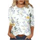 thumbnail image 2 of Camiseta de moda para mujeres Ichuanyi Camiseta estampada a mitad de manga 3/4 Blusa redonda de cuello redondo ICHUANYI WER2023081606121, 2 of 4