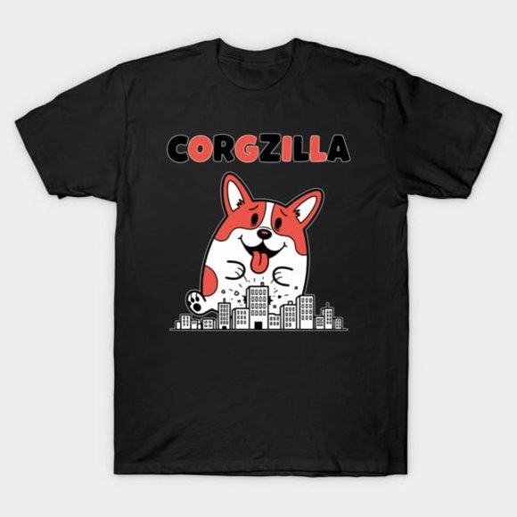 Corgzilla T-Shirt Unisexe Art Parodie de Film Chien Géant Drôle, jusqu'à Taille 3TG.