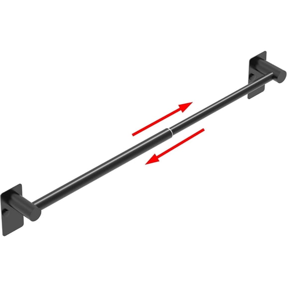 Towel Bar, 14inch to 25inch Adjustable Towel Holder Rod, Self Adhesive Wall Mounted Hand or Body Towel Rack for Bathroom Kitchen, 304 Stainless Steel Organizer Single Bar Matte Black