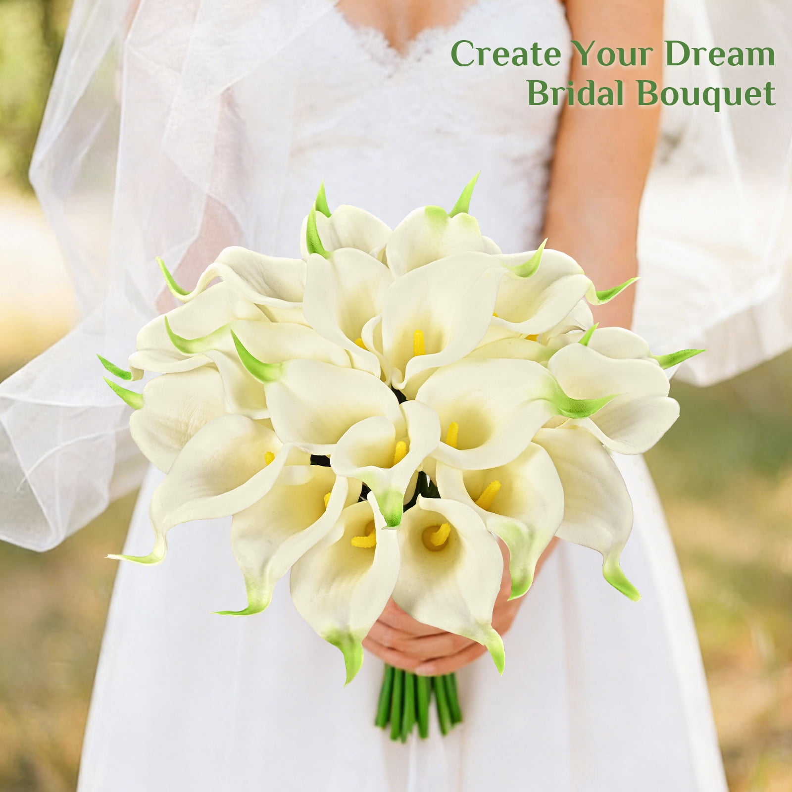 Lyacmy Cream White Calla Lily 36Pcs Artificial Flowers, 14 inch PU Real Touch Silk Flower Bouquet for Wedding Table Centerpiece Home Decoration