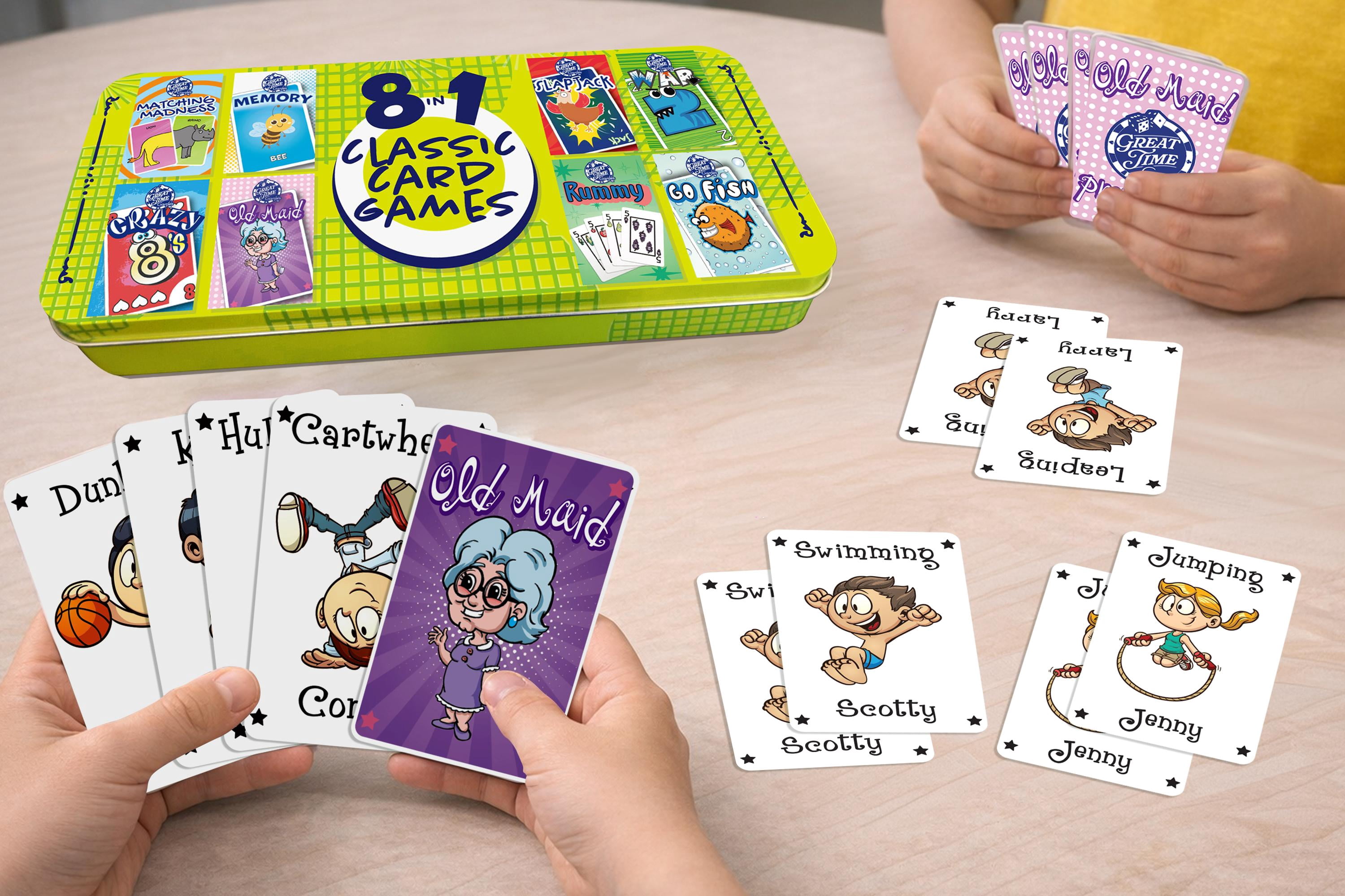 8 in 1 Tin of Kids Classic Card Games Featuring Family Favorites