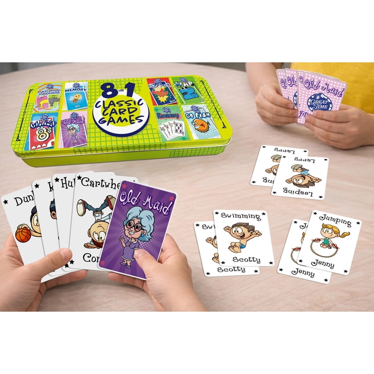 8 in 1 Tin of Kids Classic Card Games Featuring Family Favorites