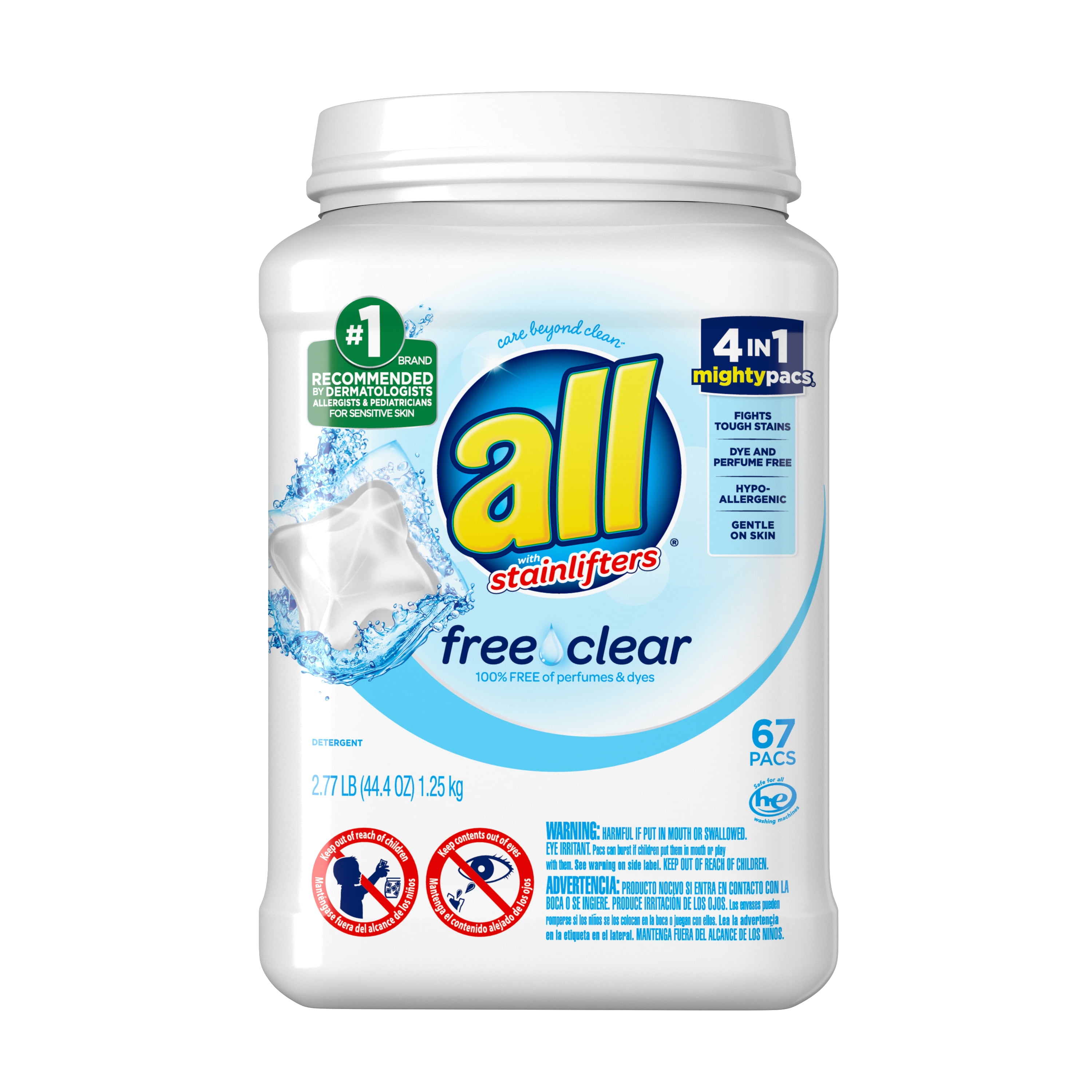 All Mighty Pacs Free Clear Laundry Detergent Pacs 60ct/24.7oz BrickSeek
