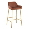 thumbnail image 2 of Daniella Contemporary Glam Fixed-Height Bar Stool In Gold Metal And Camel Faux Leather - Set Of 2, 2 of 7