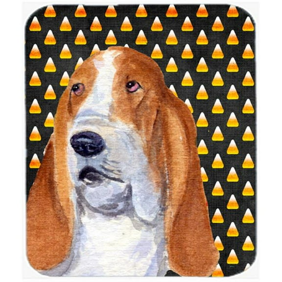Basset Hound Candy Corn Halloween Portrait Mouse Pad, Hot Pad or Trivet