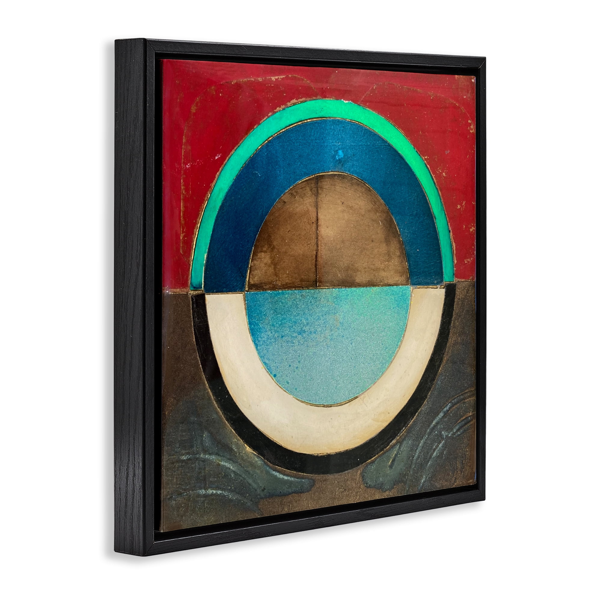Stupell Industries Round Distressed Circle Black Framed Floater Canvas Wall Art, design by Matthew Finger
