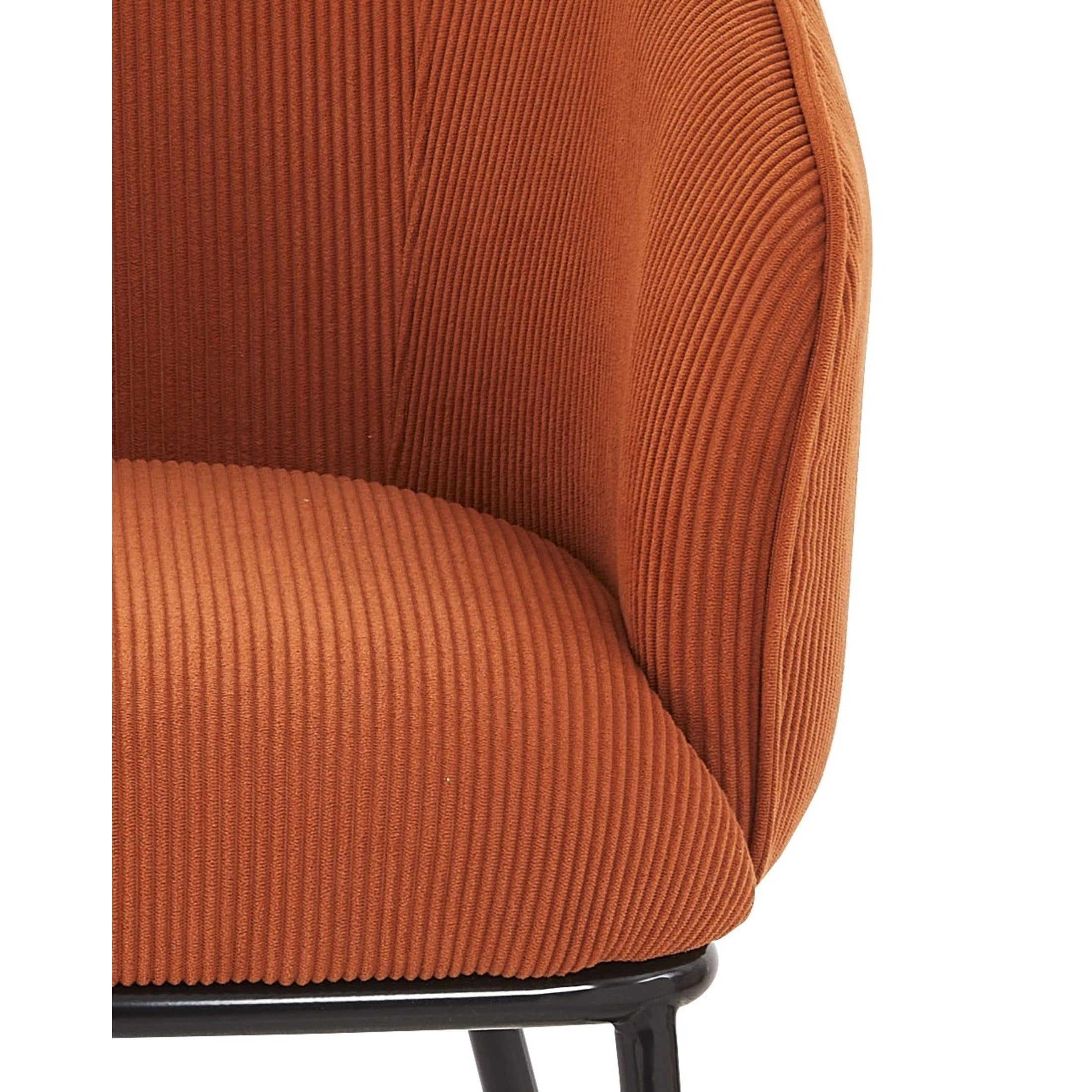 GDF Studio Mid-Century Modern Barrel Accent Chair with Corduroy Upholstery & Metal Legs, Orange
