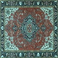 thumbnail image 1 of Ahgly Company Indoor Square Medallion Light Blue Traditional Area Rugs, 6' Square, 1 of 4