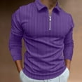 thumbnail image 2 of Ketyyh-chn99 Polo Shirts for Men Male Striped Print Turn Down Collar Long Sleeve T Shirt Mens Polo Shirts Purple,M, 2 of 5