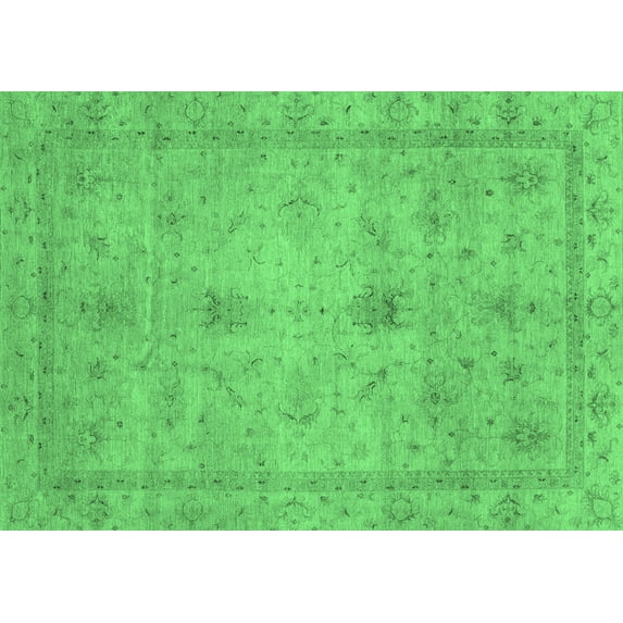 Ahgly Company Indoor Rectangle Abstract Emerald Green Modern Area Rugs, 7' x 9'