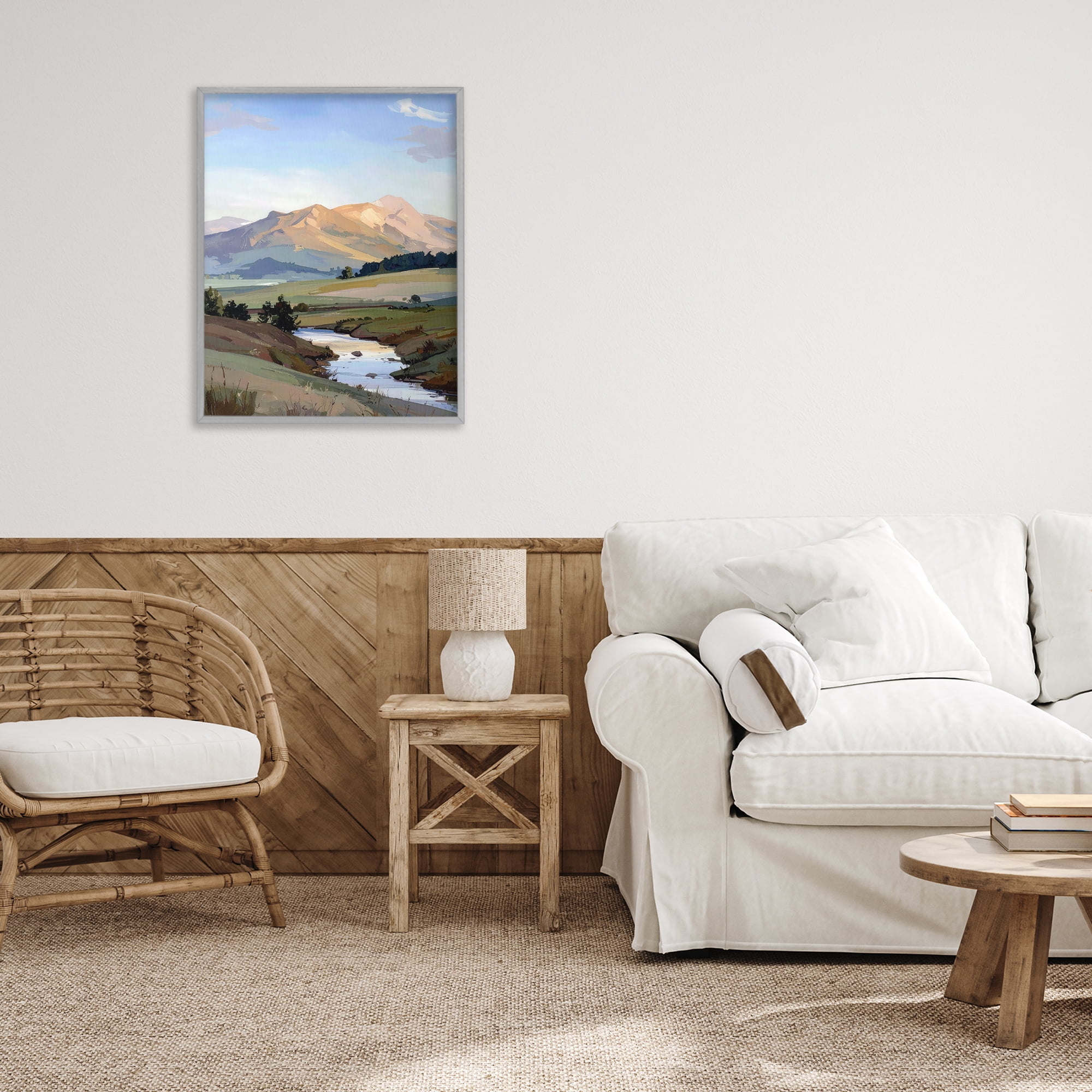Stupell Industries Across The Valley River Gray Framed Giclee Art, design by Alonza Saunders