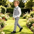 thumbnail image 6 of Iyufng 3 Piece Boys' Formal Vest Suit Sets, Summer Checkered Outfits for Boys, Collared Shirt with Trousers, Hat Set, Size 1-8 Years, 6 of 9
