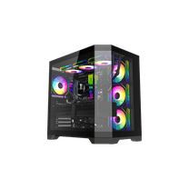 GAMEMAX HYPE-A Black USB3.0 Mid-Tower ATX Tempered Glass Computer Case w/4 x PWM ARGB Fans (3 x MB side, 1 x Rear) Pre-Installed