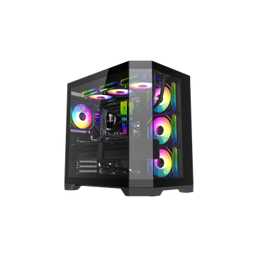 GAMEMAX HYPE-A Black USB3.0 Mid-Tower ATX Tempered Glass Computer Case w/4 x PWM ARGB Fans (3 x MB side, 1 x Rear) Pre-Installed, Support 4090 GPU and 360mm AIO