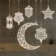 thumbnail image 2 of 9 Pices Ornements Pendentif En Bois Dcoration Creuse Ramadan Kareem Ornement De Pendentif En Forme De Lumire De Vent Toile Lune Pendentif Suspendu, 2 of 5