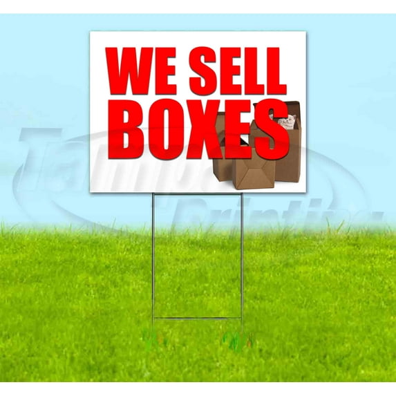 We Sell Boxes (18" x 24") Yard Sign, Includes Metal Step Stake