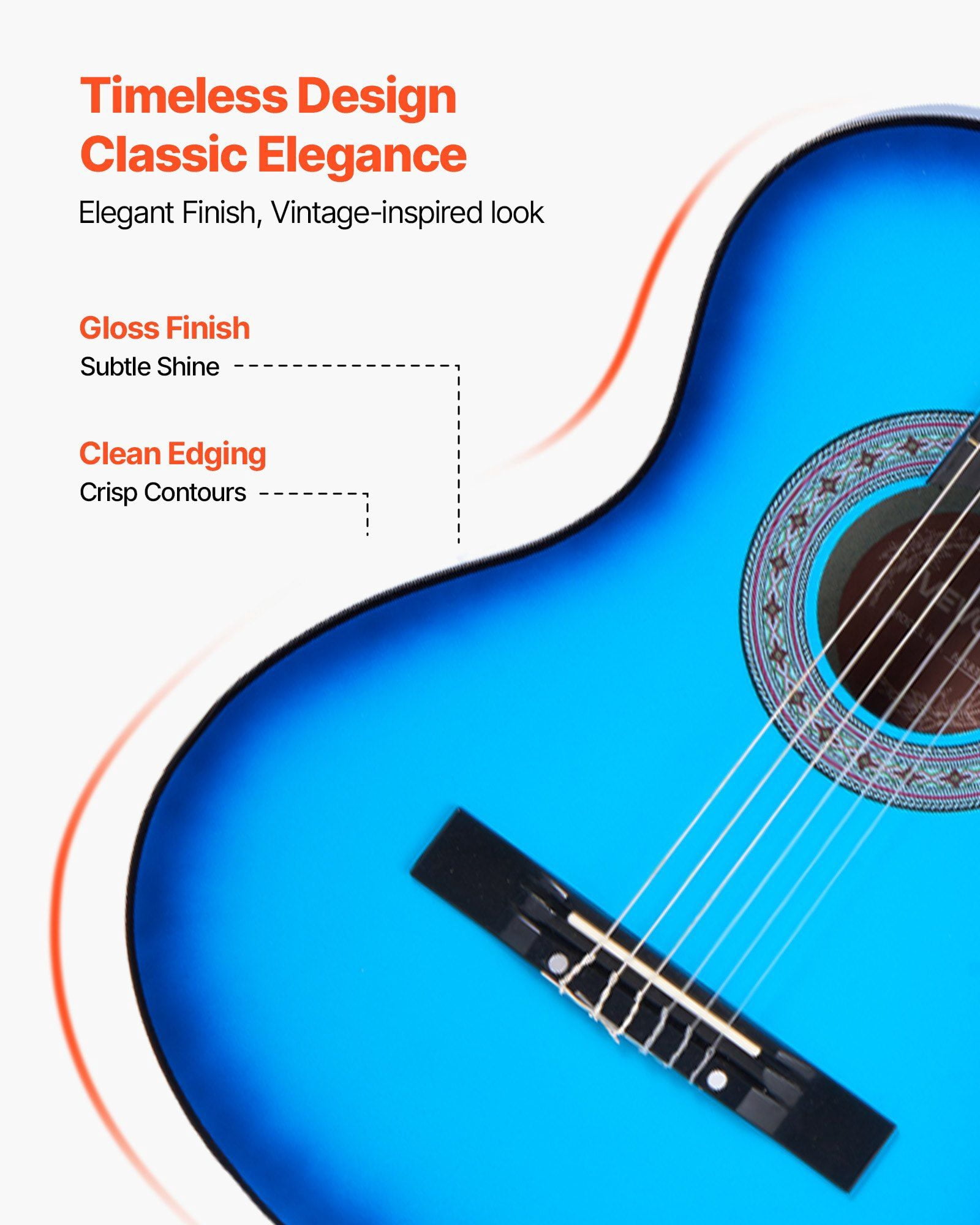 Classical Guitar 38 Inch Beginner Kit with Nylon Strings Gig Bag Strap Tuner Extra Strings Picks Capo Basswood Blue for Teenagers Adults Students