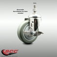 thumbnail image 2 of 4 Inch 316SS Gray Polyurethane Swivel 12mm Threaded Stem Caster with Brake, 2 of 2