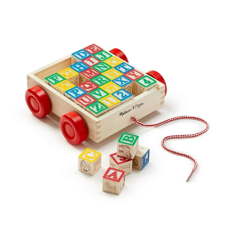 Melissa & Doug Classic ABC Wooden Block Cart Educational Toy With 30 1-Inch Solid Wood Blocks