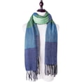 thumbnail image 2 of Women's Long Plaid Blanket Chunky Oversized Winter/Fall Warm Scarf Big Tartan Scarves Wrap Shawl-Blue Green, 2 of 4