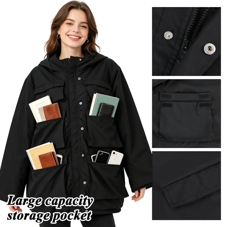Multi-Pocket Travel Jacket, Unisex Lightweight Coat with 10 Hidden