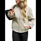 thumbnail image 1 of Sudadera con Cremallera para Mujer, Chaquetas Informales de Larga, Ropa de Abrigo para Invierno, Moda de Otoño Caqui L, 1 of 8