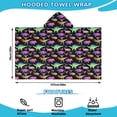 thumbnail image 2 of Black Colorful Dinosaurs Pattern Hooded Bath Towel，50"x30" for Ages 3 To 12 Kids, Quick Dry Lightweight Soft Microfiber Hood Beach Towel Cover Up for Kids, 2 of 7