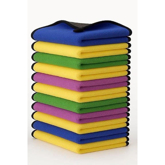 Super Soft Microfiber 250 GSM Cleaning Cloths Multicolor Cleaning Towels for Kitchen, Home, Dusting, Housekeeping & Car (Any Colour, 40x30 cm) (Set of 12)