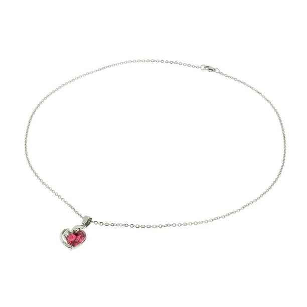 de material acero Inoxidable Zircon Colgante Collar Ropa De Moda Decoración Joyería Adornos De Disfraces Para Niñas Señora Rojo plateado