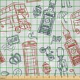 thumbnail image 2 of Ambesonne London Fabric by the Yard Microfiber, Popular English, 10 Yards, Vermilion Dark Blue, 2 of 2